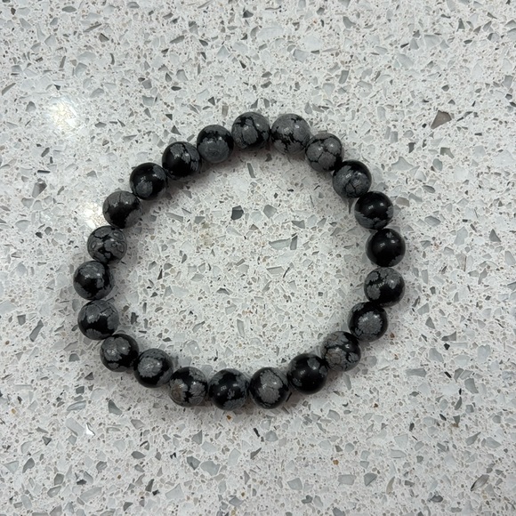 Snowflake Obsidian Stone Bracelet - Picture 1 of 3